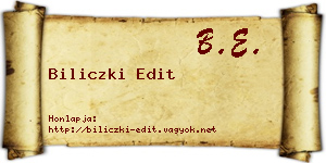 Biliczki Edit névjegykártya